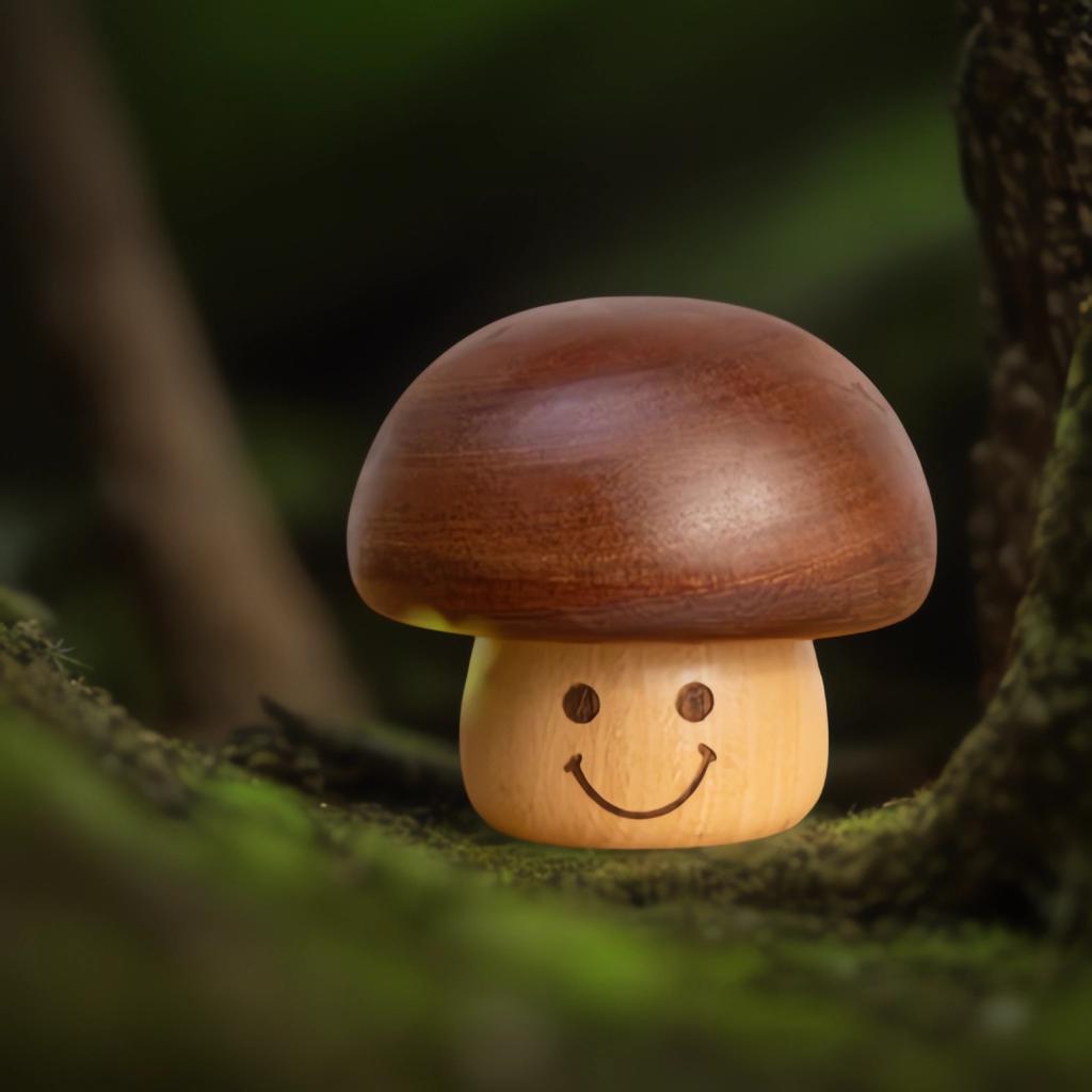 wooden mushroom music box
