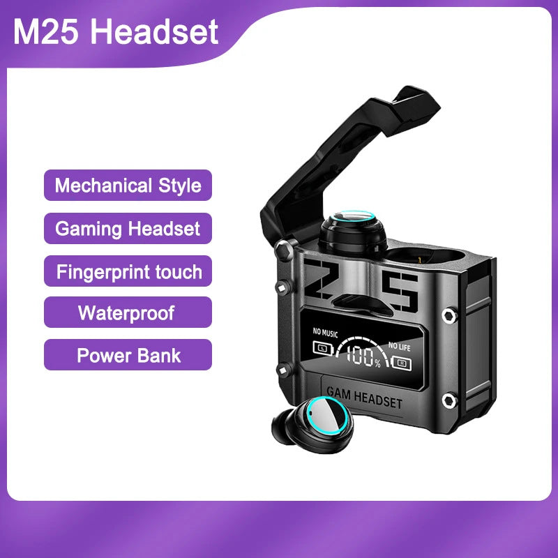 New M25 TWS Wireless Headphones Bluetooth Earphones HD Call Gaming Headset